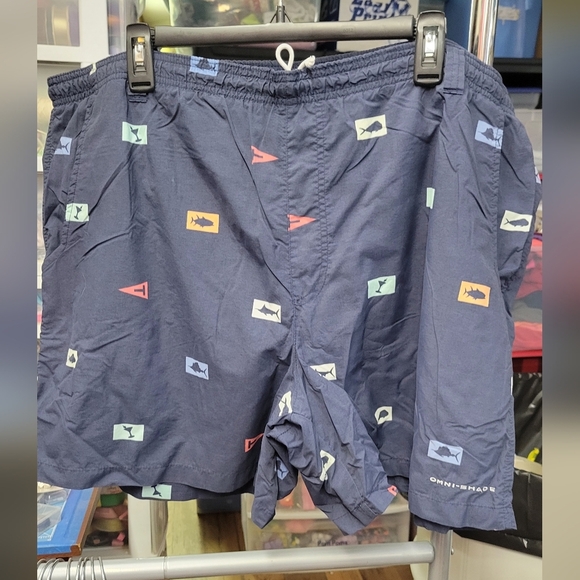 Columbia Omni-Shade XL Navy Blue Swim Shorts Trunks 8" Inseam Preowned